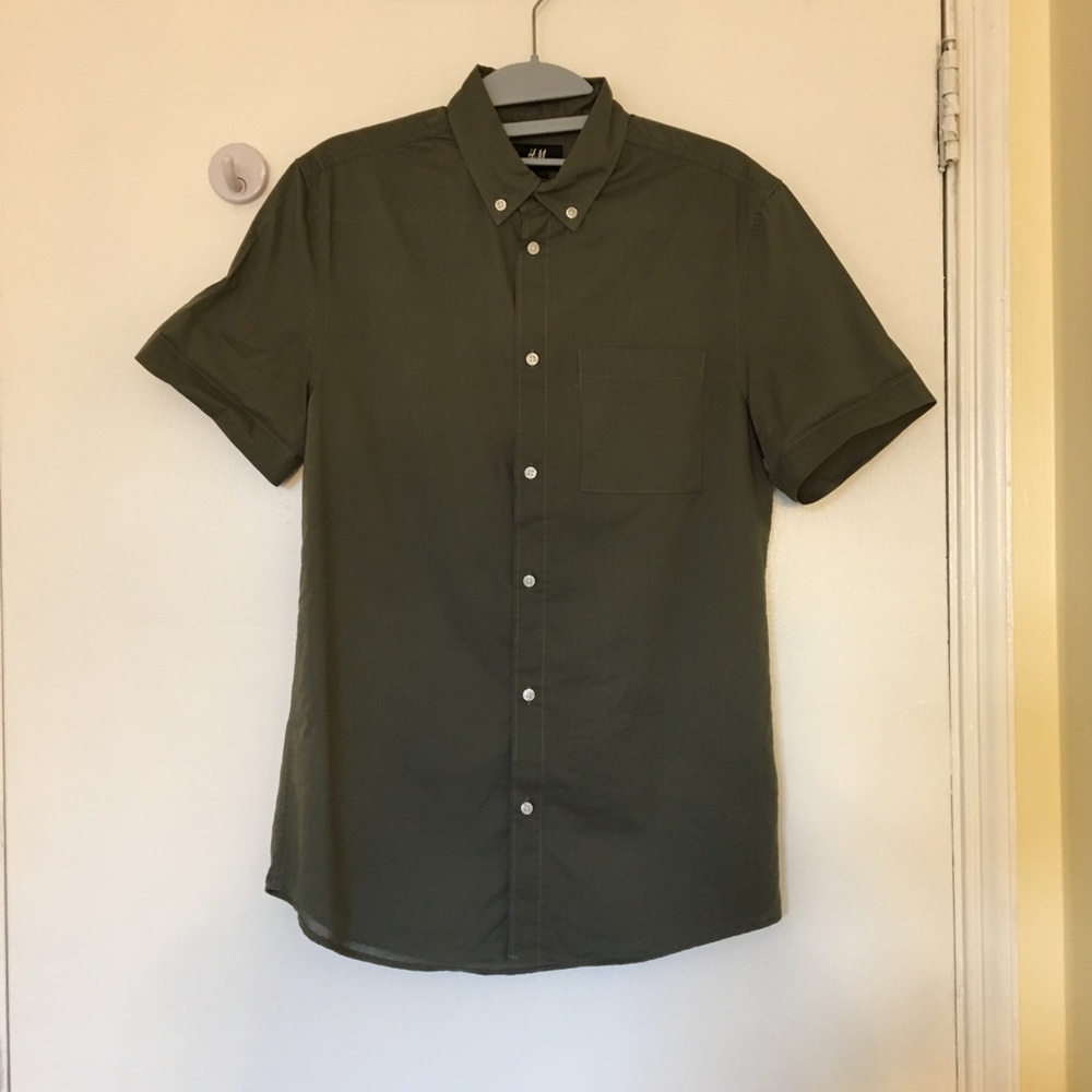 Olive green short sleeve button down